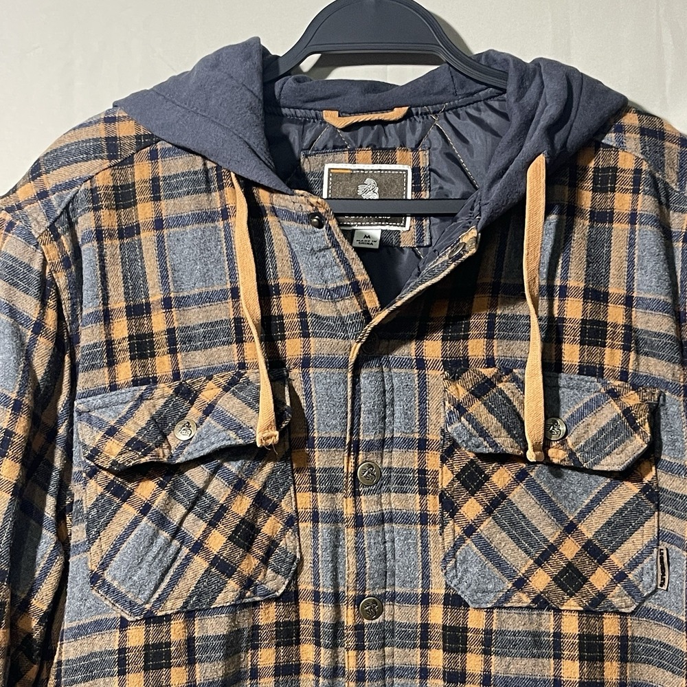 Legendary Outfitters Flannel Jacket Plaid Quilted Lining Snap Button Mens Medium